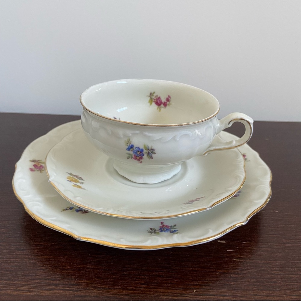 Vintage Bavaria Tea Set – Cup, Saucer & Plate – Floral Gold Trim